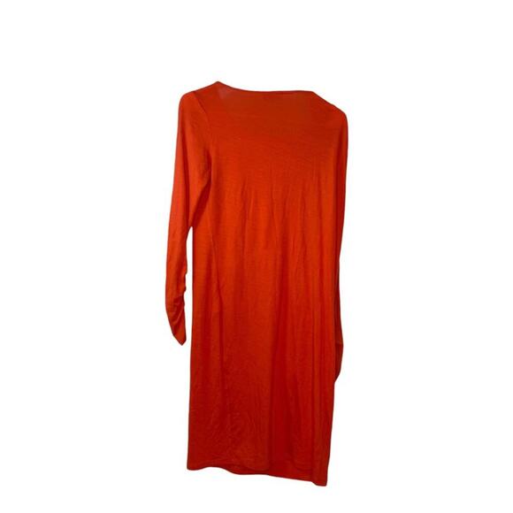 Susan Graver Liquid Knit Orange Ruched Embellished Long Sleeve Dress - Picture 2 of 2
